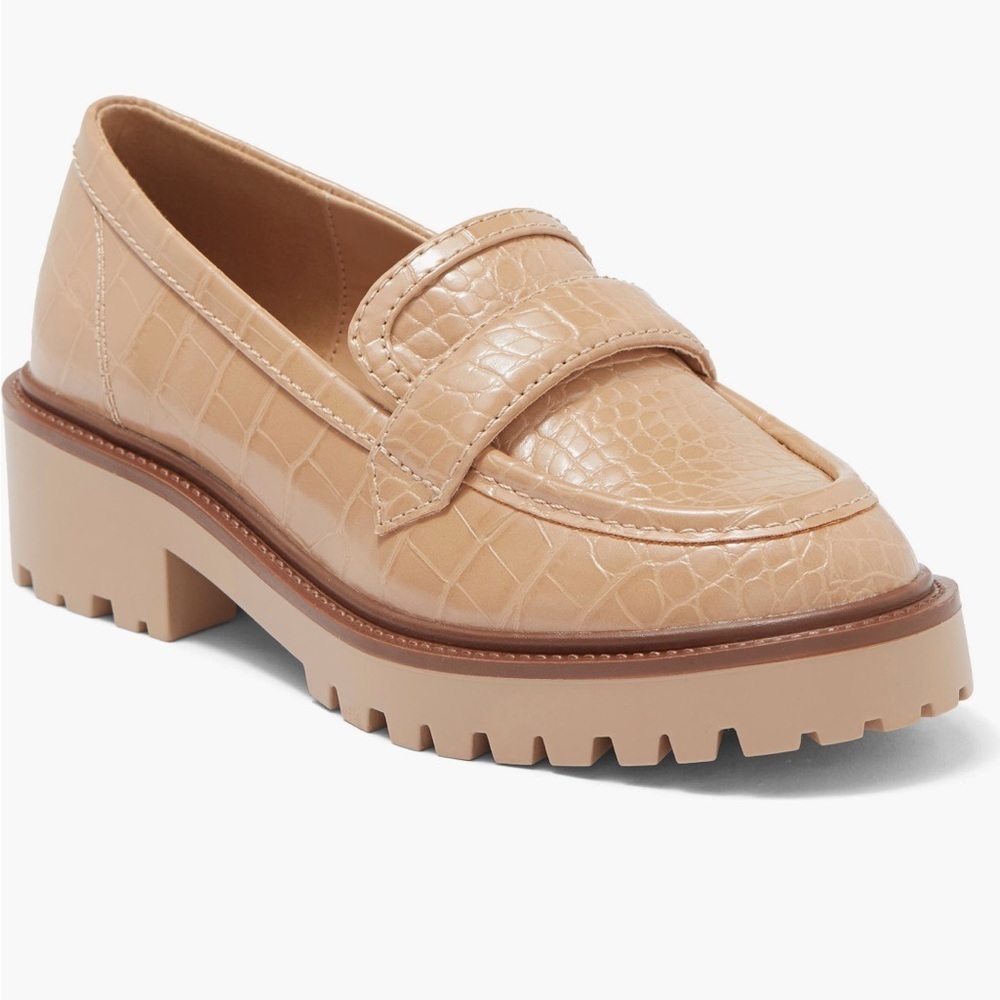Nordstrom Abound Lilith Lug Sole Loafer Tan Croc Embossed Size 8